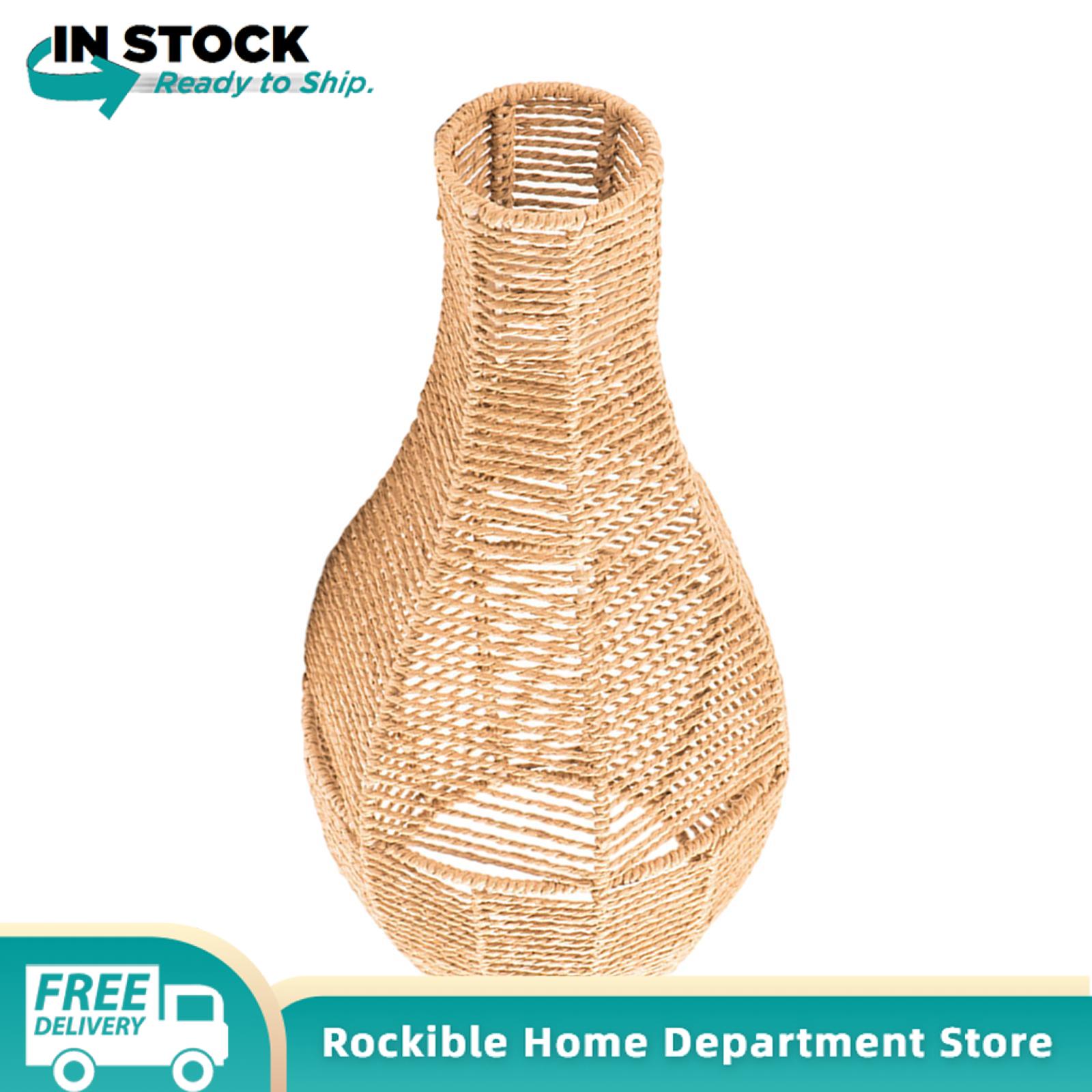 rockible Paper Rope Lampshade Handwoven Lamp Shade Pendant Light Cover