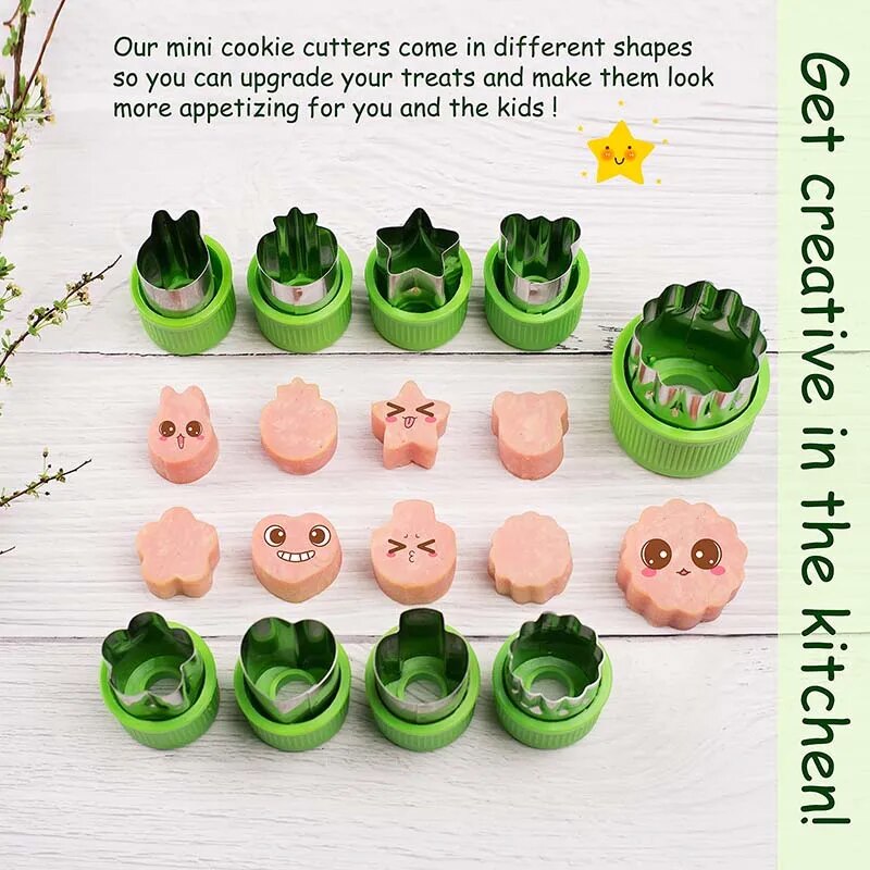 yingke 9pcs Set Food Cutter Shape Stainless Steel Cookie Fruit Vegetable Pie Mold Cutter Bakeware
