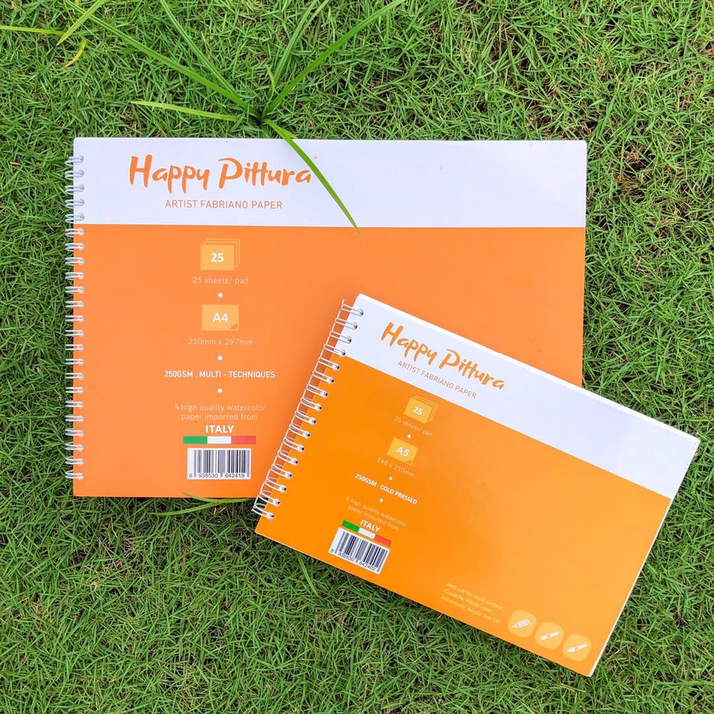 Sổ vẽ giấy vẽ màu nước happy 250gsm hạng họa sĩ