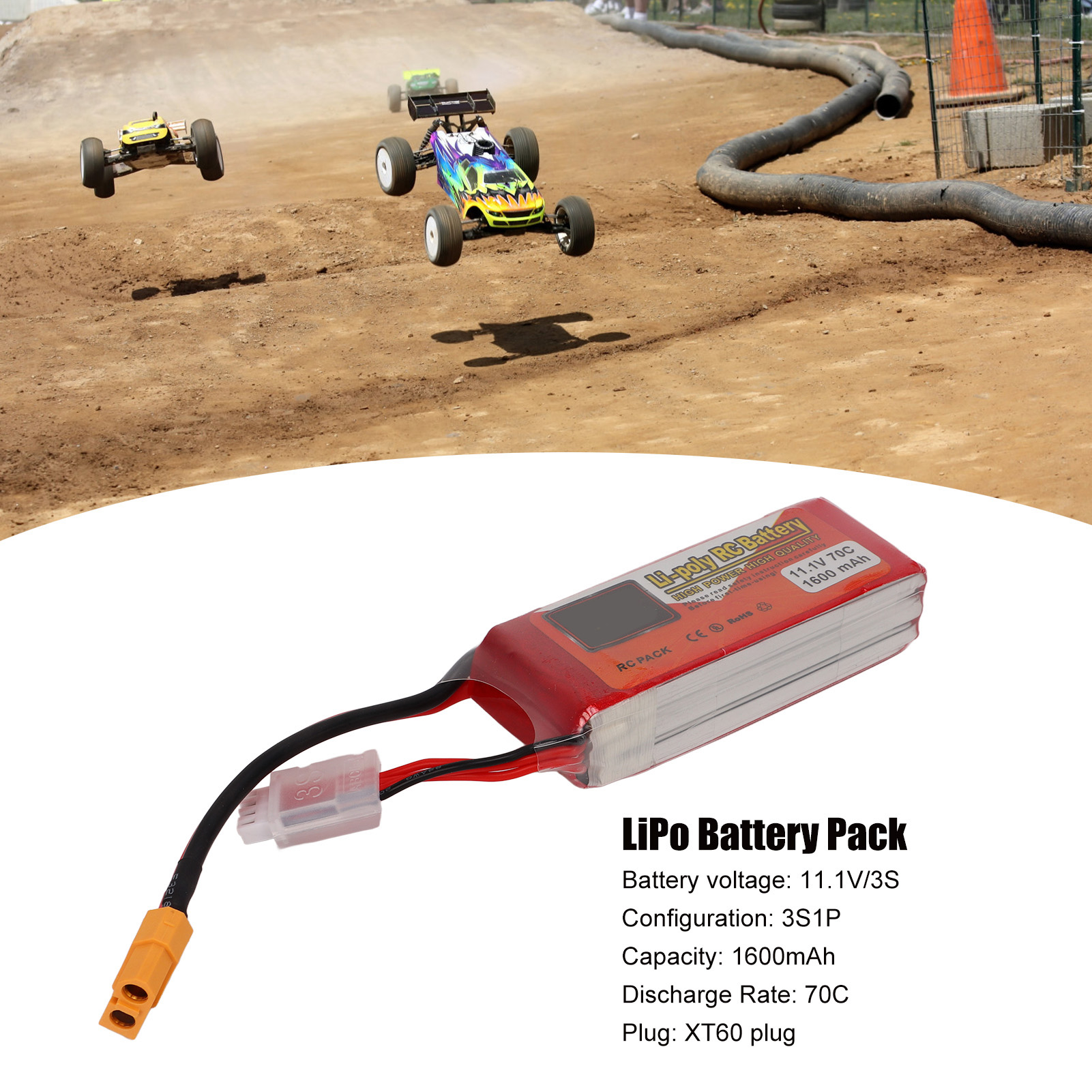 Pin RC Lipo xách tay 11.1V 70C 3S 1600mAh LiPo pin sạc dự phòng để Xe điều khiển từ xa