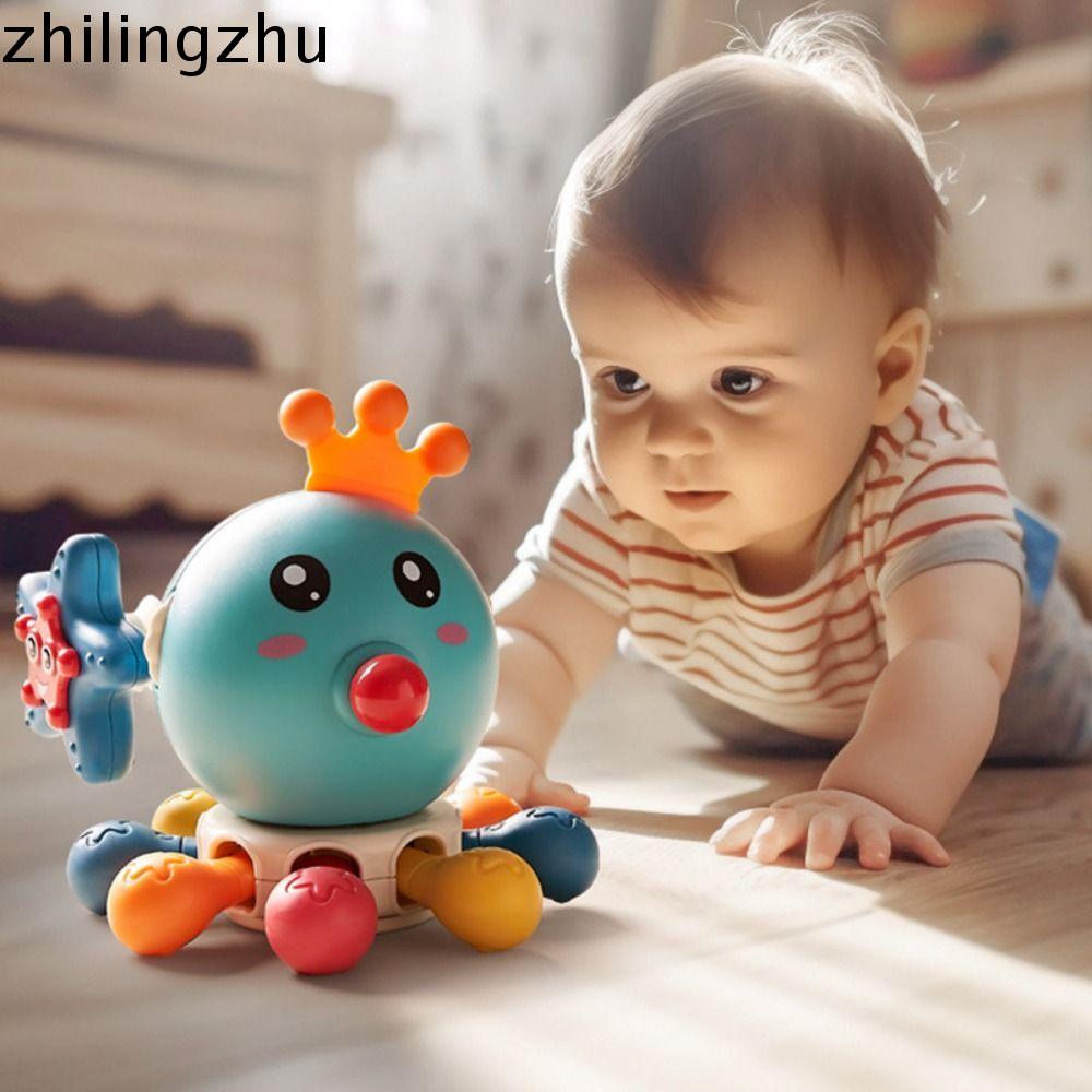 ZHILINGZHU BẠCH TUỘC Đồ chơi dây kéo cảm giác Học tập sớm Âm thanh Đồ chơi gặm nướu hình bạch tuộc Nhiều màu Quà tặng sinh nhật Montessori Đồ chơi đẩy và kéo cho trẻ tập đi Quà tặng cho trẻ sơ sinh