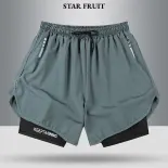 STAR FRUIT Người Đàn Ông Quần bơi Mùa Hè Retro đơn giản thời trang hai lớp Nhanh Chóng Làm Khô dáng rộng thoải mái Giản Dị Đa Năng kích thước lớn Quần đi biển