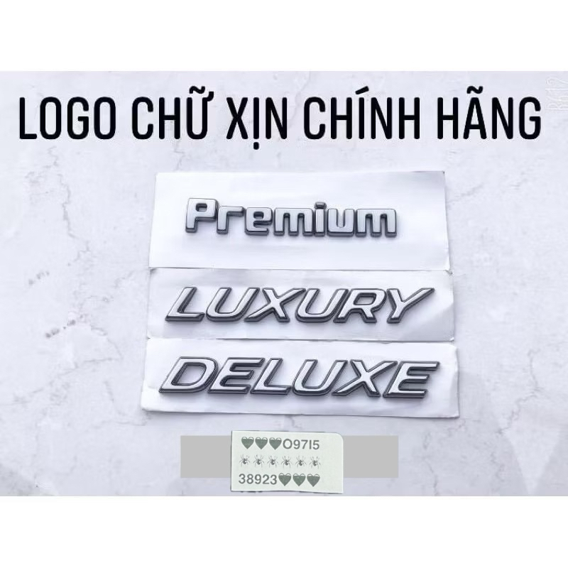[ giá rẻ nhất ] logo chữ PREMIUM DULUXE LUXURY xịn chính hãng