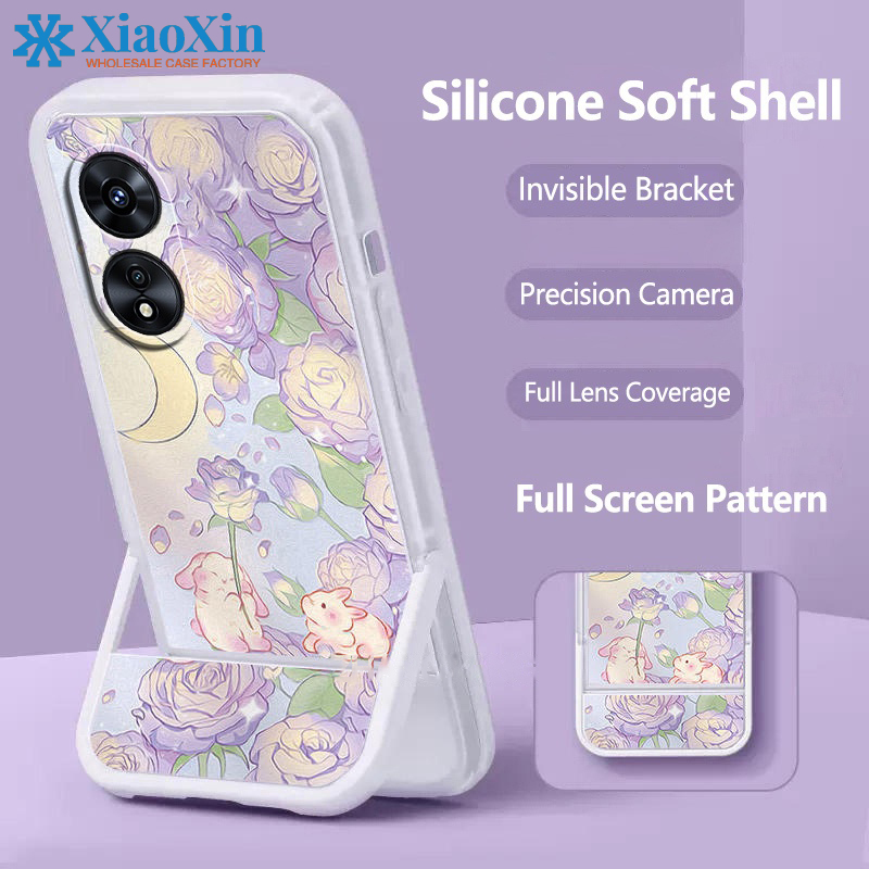 XiaoXin Ốp điện thoại đứng vô hình TPU cho Oppo A58 A78 a58x Ốp điện thoại mềm tích hợp bảo vệ toàn bộ máy ảnh case