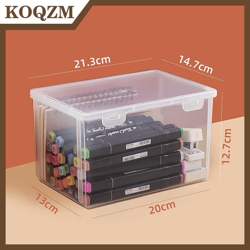 KOQZM Nhựa lưu trữ container với chốt Nắp công suất lớn trong suốt nhựa lưu trữ hộp máy tính để bàn tổ chức vật tư văn phòng