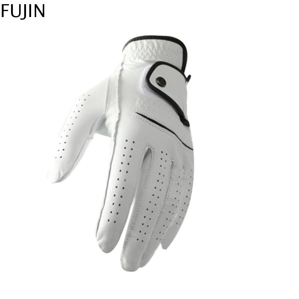FUJIN Thoáng khí Găng tay chơi gôn thể thao nam Da cừu Trắng Găng tay chơi gôn bằng da Mềm Một tay trái Phụ kiện chơi gôn Nam