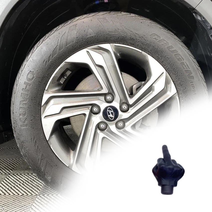 Multi-Color Middle Finger Valve Stem Cap, 4PCS Funny Prank Middle Finger Tire Caps, Universal Car Tire Valve Stem Caps