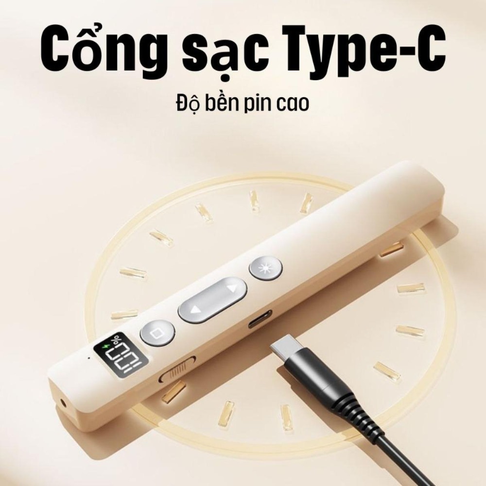Kết nối không dây tiện lợi Điều khiển từ xa trình chiếu với màn hình hiển thị kỹ thuật số Tương thích với nhiều thiết bị: máy chiếu, TV và máy tính bảng Điều khiển từ xa đa chức năng được thiết kế dành cho người thuyết trình và giáo viên