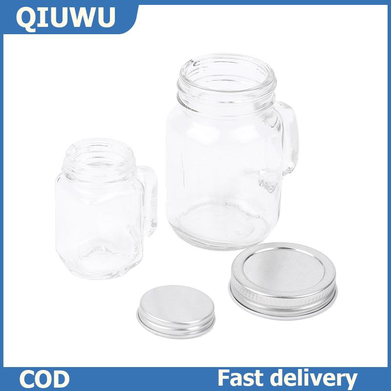QIUWU 1 cái Mini Mason Jar cho Mứt Mật Ong xách tay leakproof cà phê sữa nước trái cây chai lưu trữ cà phê Tank Barista phụ kiện