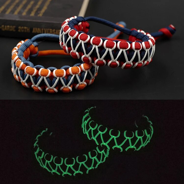 【New Arrivals】 Adjustable Survival Paracord Bracelet Emergency Glow Dark 550 Parachute Cord Bracelet