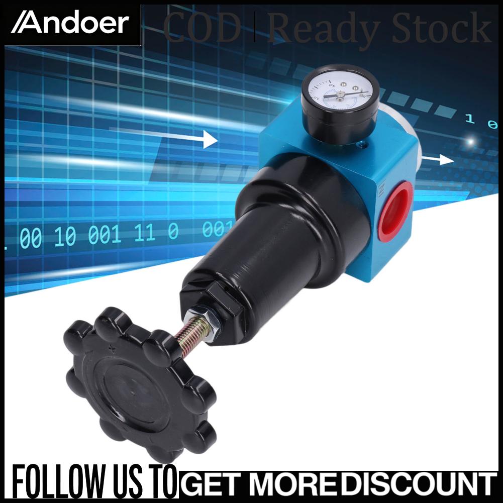 Andoer วาล์วควบคุมแรงดันอากาศ วาล์วควบคุมความดัน ความแม่นยำสูง พร้อมเกจสำหรับบำบัดก๊าซสำหรับใช้ในอุตสาหกรรม ราคา 3,119 บาท*ส่งฟรี