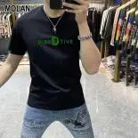 MOLAN Áo thun nam mùa hè sành điệu ôm vừa in chữ cái, trang phục thường ngày