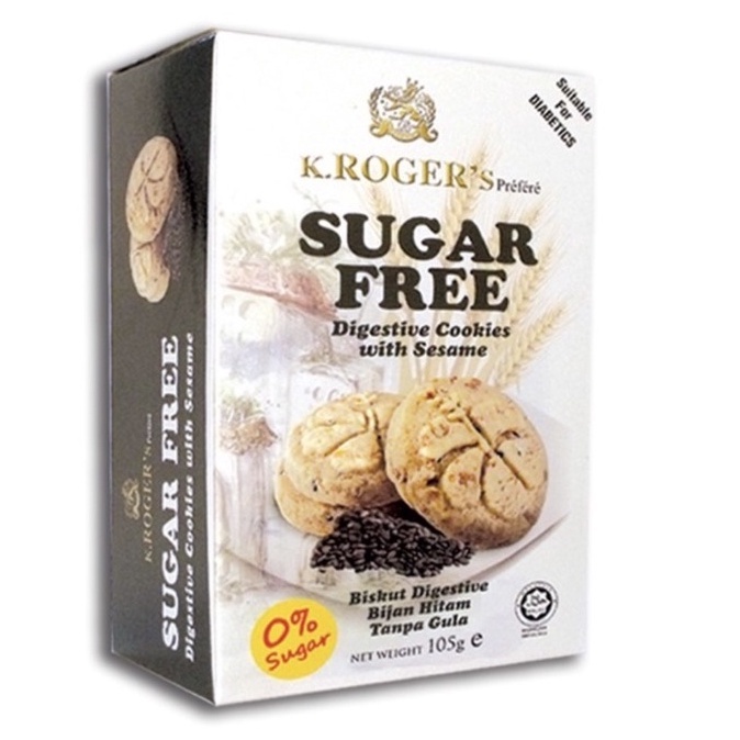 K.Roger's Sugar Free Series Cookies 105g [Digestive/Oatmeal Cornflake/Digestive Cookies with Sesame/Chocolate Almond]