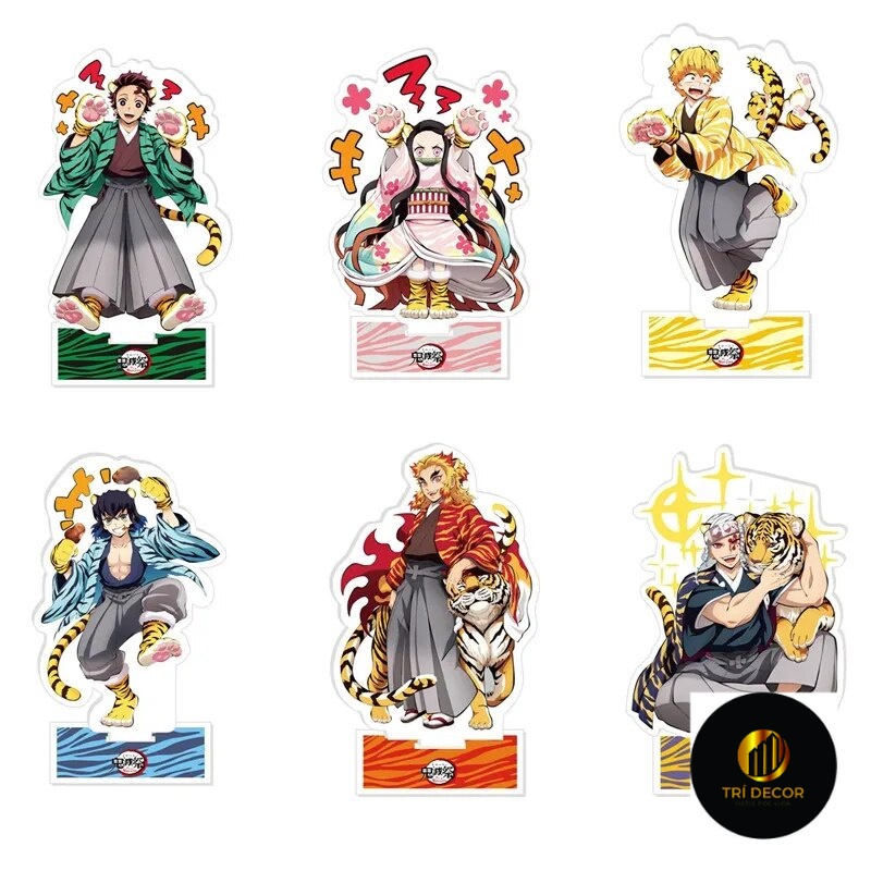 Mô hình Standee Kimetsu No Yaiba Kamado Tanjirou Nezuko &lt;3 Zenitsu Inosuke Giyuu Phụ kiện trang trí để bàn góc học tập