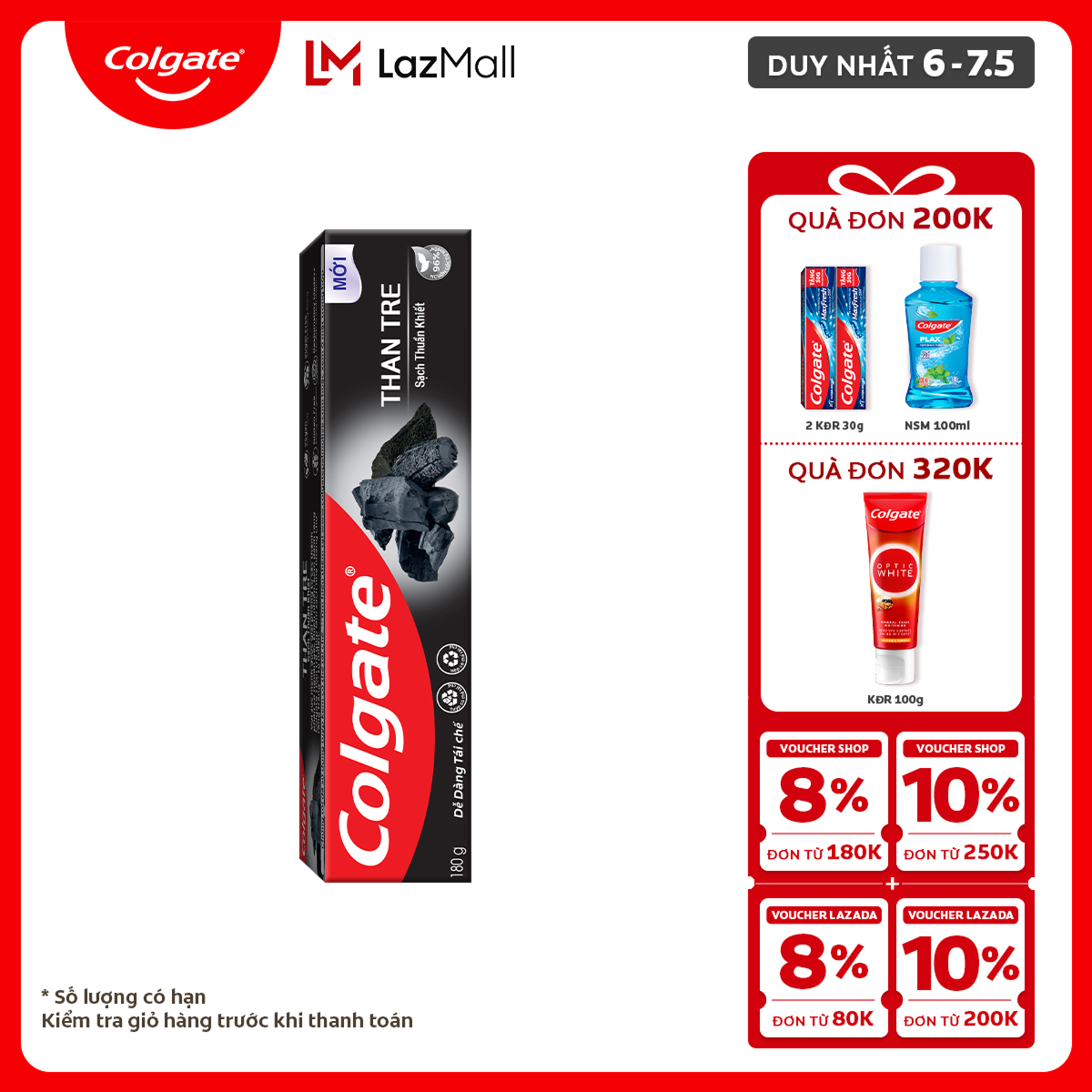 [Chỉ 6-7.5_Áp 2 tầng Voucher giảm đến 20%] Kem đánh răng Colgate thiên nhiên từ than tre Hàn Quốc 18