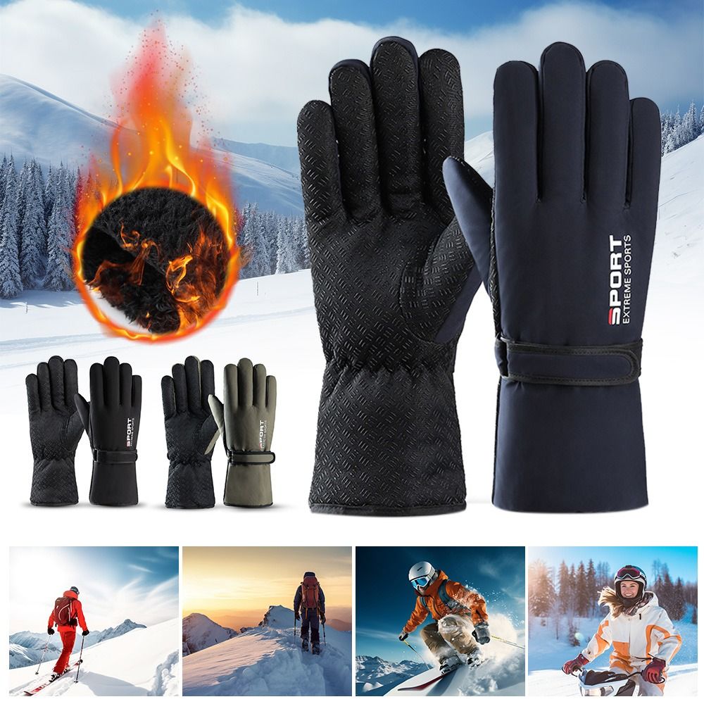 MP0Y 1Pair Chống gió Găng tay trượt tuyết Không thấm nước Chống lạnh Găng tay mùa đông Mới Dày Găng tay đi tuyết Nam