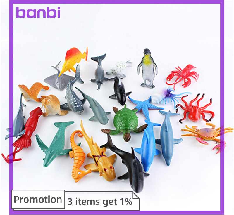 banbi 24pcs Sea Life Model Pool Fish Toy Educational Marine Animals Kids Figure Gift