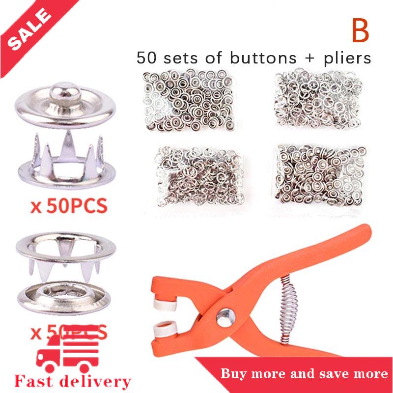 [COD]Flash Delivery 50 100PCS Plier Tool Metal Sewing Buttons Five-claw Buckle Metal Snap Buttons Clothes Stitch Free Fastener Safety Sewing Tools