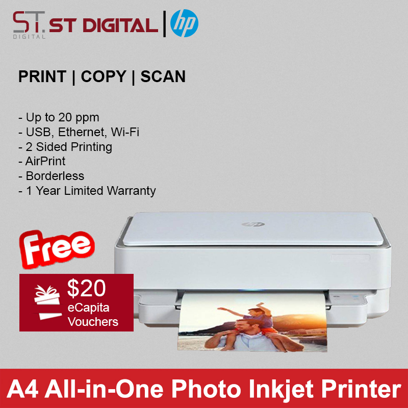 HP ENVY 6020 AIO Colour Printer Print, Scan, Copy, Wireless, Double-sided Photo Color Printer Singapore