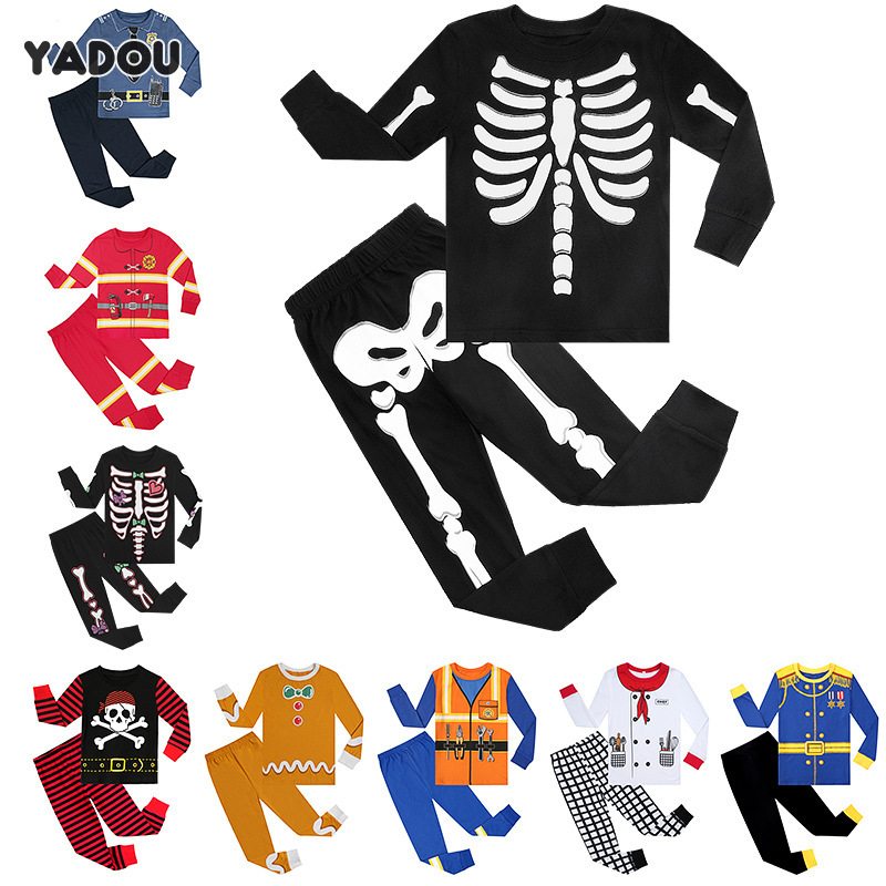 YADOU Halloween boys pajamas glow in the night boys skeleton suit skeleton pajamas role play costume ราคา 483 บาท*ส่งฟรี
