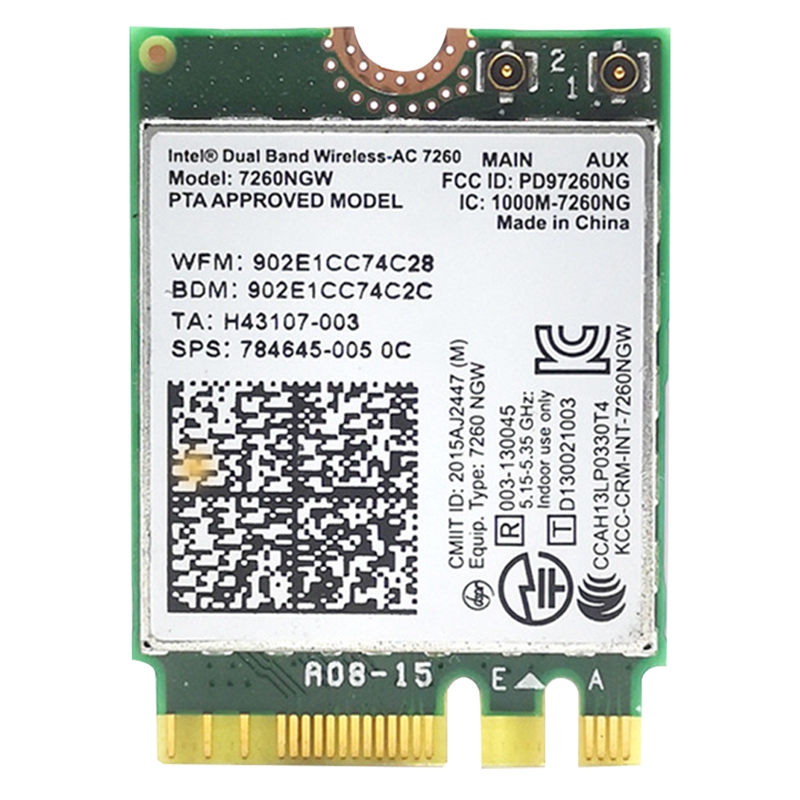 1 Piece 7260NGW 1200M Dual-Band Gigabit Network Card Bluetooth 4.0 NGFF M2 Built-in Network Card Green
