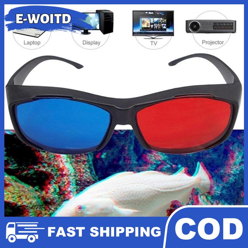 E-WOITD Red Blue 3D Glasses Black Frame For Dimensional Anaglyph TV Movie DVD Game Presyo  57 Piso*Libreng Shipping