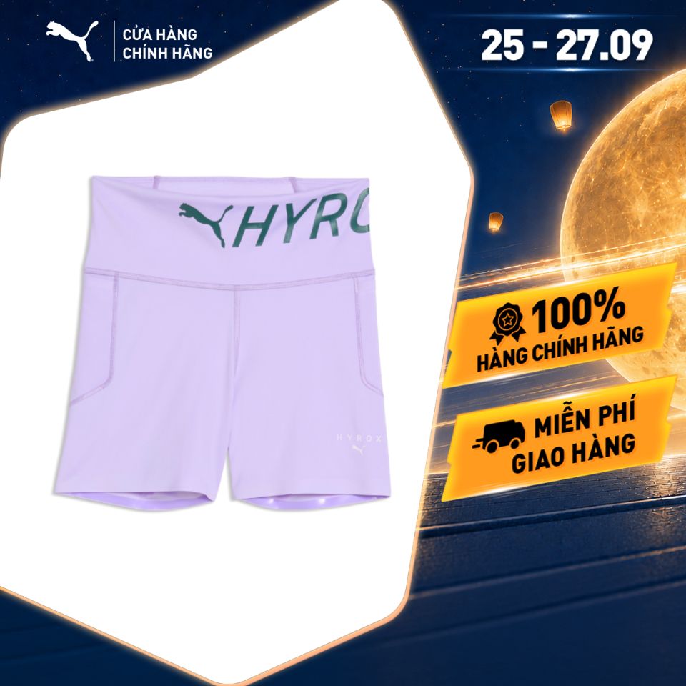 Quần Đùi Thể Thao Tập Luyện PUMA Nữ W xHYROX PWRMD 4 SRTTHT Light Lavender Màu Tím