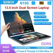SZBOX 13.5" Dual Screen Laptop with Intel N100 Chip