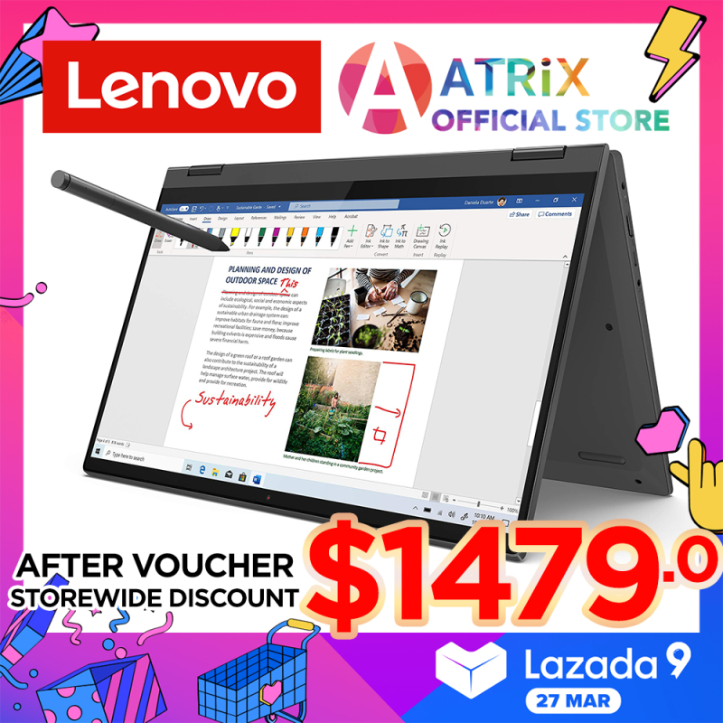 【Express Delivery】Lenovo Ideapad Flex 5 82HS002MSB | 14inch FHD IPS Touch Screen | i7-1165G7 | 16GB RAM | 512GB SSD | Win10 Home | 3Y Onsite+2Y ADP