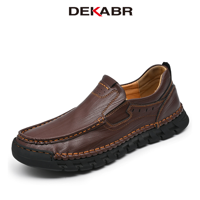 DEKABR Fashion Casual Handmade Soft Genuine Leather Men Shoes Business Slip On Comfortable Driving Shoes For Men Size 38-46