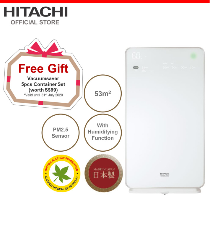 Made In Japan, Hitachi Air Purifier & Humidifier w/ Skin Moisturizing, PM2.5 Sensor, 53 metre square, EP-M70E Singapore