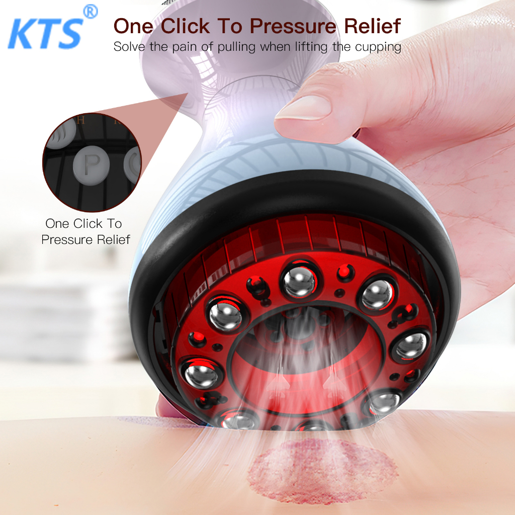 KTS 15 Levels Electrict Cupping Massager Vacuum Suction Cup Rechargeable Guasha Tools Slimming Body Heating Red Light Therapy ราคา 1,746 บาท*ส่งฟรี