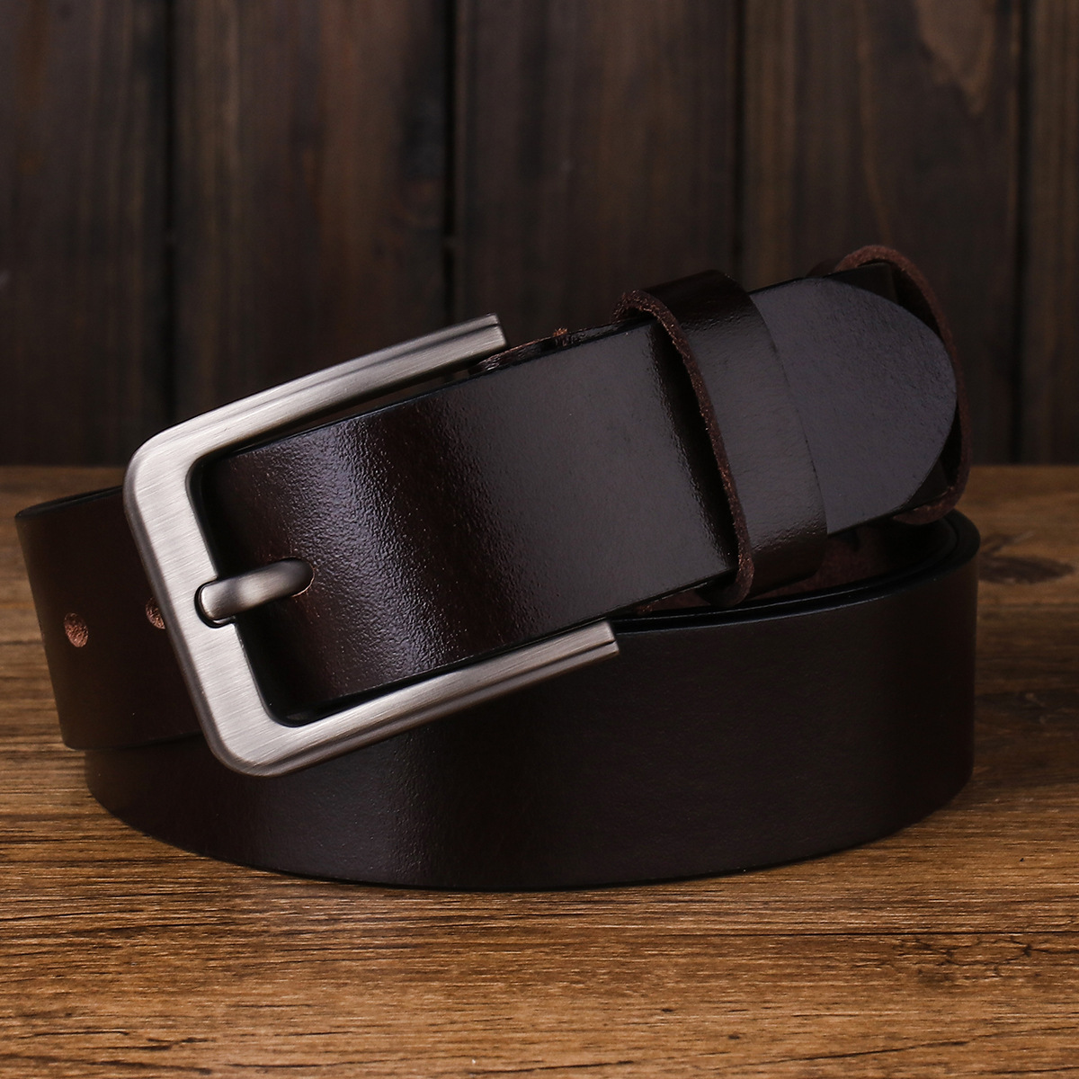 Single layer head layer pure leather belt men's leather needle buckle belt men's youth leisure high-grade trouser belt Jiayou
