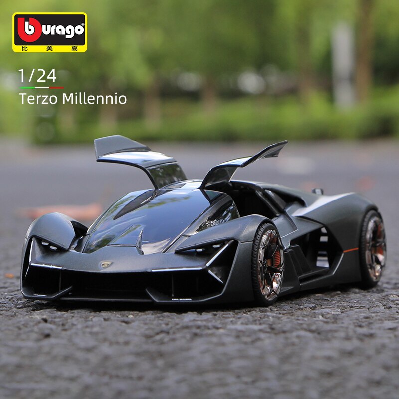 1:24 Lamborghini Terzo Millennio Black Alloy Car Model Simulation
