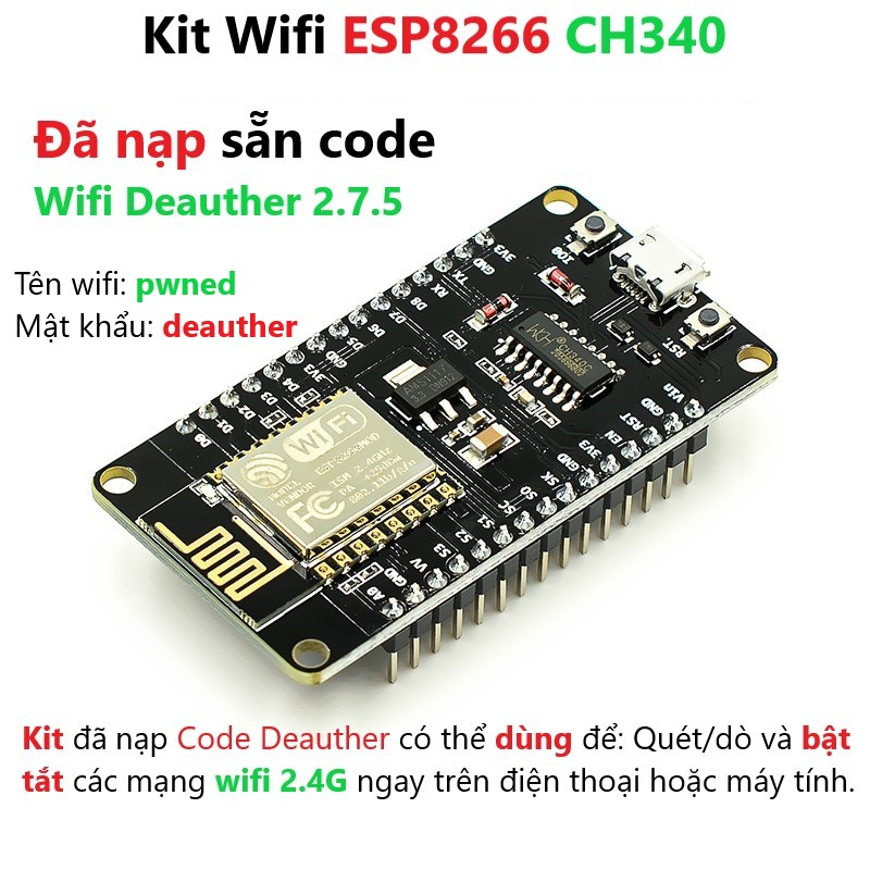 [Đã Nạp Code] Kít RF thu phát wifi ESP8266 NodeMCU Lua V3 CH340