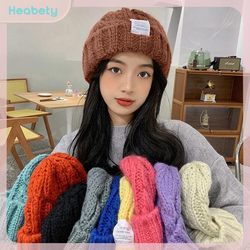 Heabety หมวกขนสัตว์แฟชั่นสไตล์เกาหลี, หมวกถักกันหนาวสำหรับผู้ชายและผู้หญิง ราคา 27 บาท*ส่งฟรี