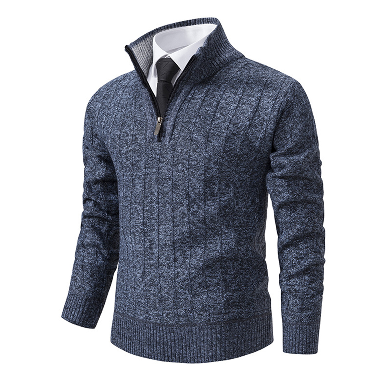 FCO MALL Gemütlicher Polyester-Pullover für Herren, einfarbiger Pullover, Herren-Winterpullover mit Reißverschluss-Design und dicker Wärme, Perfect387_voghion.com