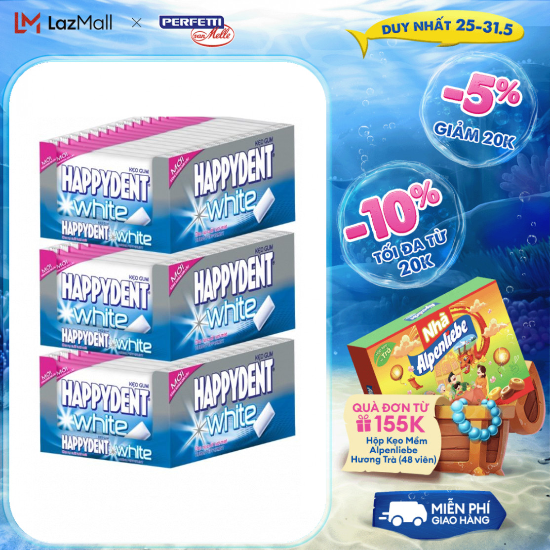 Combo 3 Hộp sing gum Happy Dent