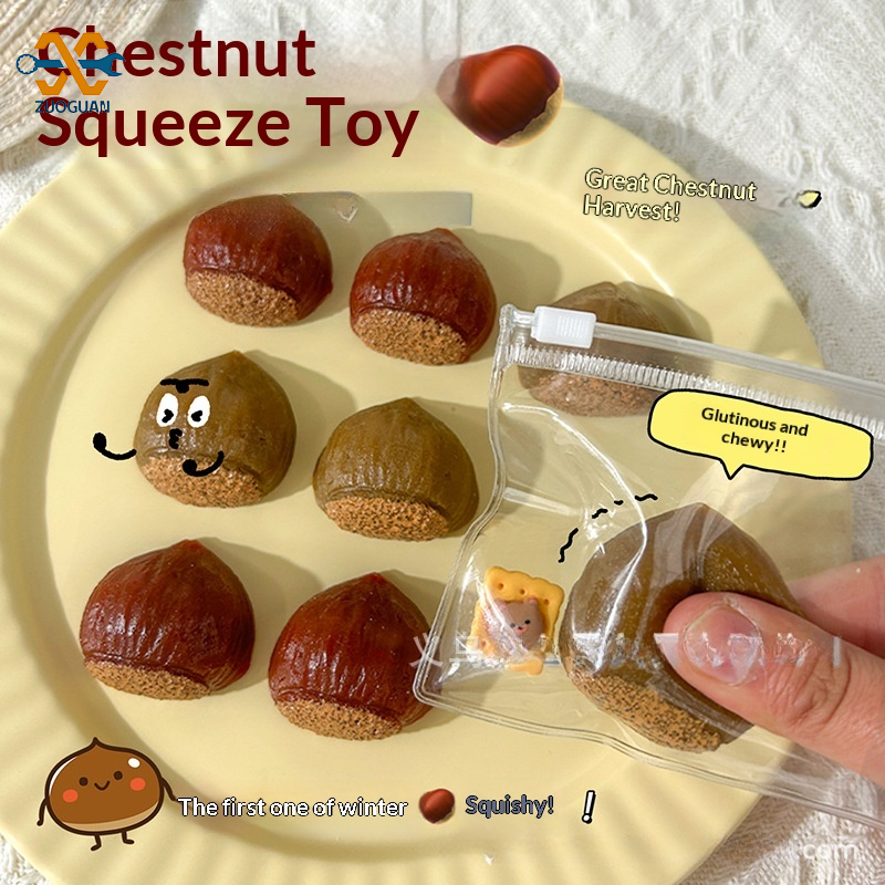 [Zuoguan Squishy Toys, Squishy Squeeze Toys Anti-Stress Toys, Slow Squishies, Soft Toys in the Shape of a Realistic Chestnut with Soft Tpr Material for Stress Relief.,ZUOGUAN Realistic Chestnut Squishy Toy with Soft TPR Material for Stress Relief,] ราคา 28 บาท*ส่งฟรี