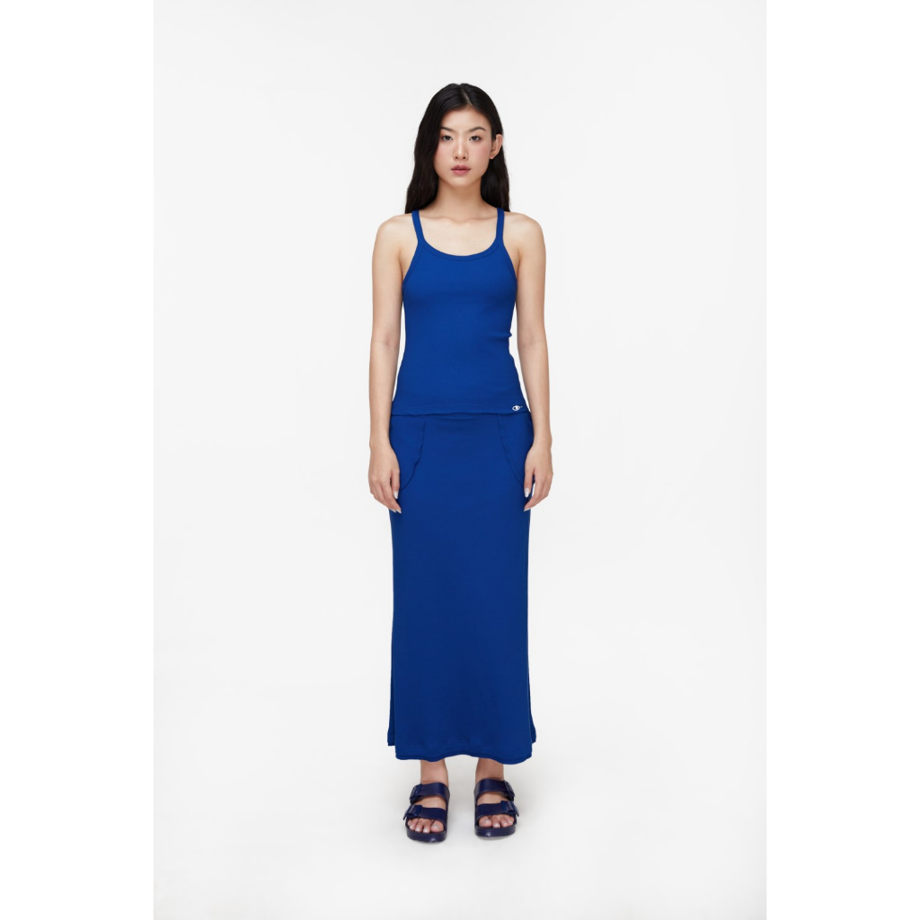 TheBlueTshirt - Chân váy dài dáng suông nữ - Rib Midi Skirt - Blue