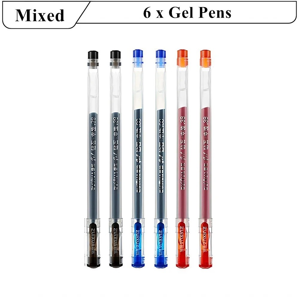 ปากกาเจล 0.38 มม หัวเพชร หมึกเยอะ เขียนลื่น ชุด 6/12 ด้าม สีดำ น้ำเงิน แดง สำหรับสอบ นักเรียน ออฟฟิศ