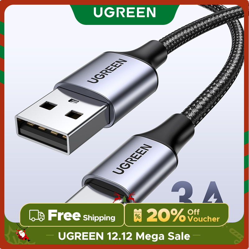 UGREEN Cáp sạc USB 3A sang Type C cho Samsung S23 S22 Xiaomi 11t Xiaomi 12t  Redmi Note 11 iPad Samsung Poco USB C Fast Charging Cable Model:60126