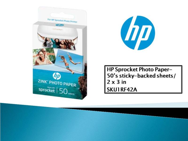 [Original] HP (50 sheets ) SPROCKET ZINK STICKY-BACKED 2  x 3 Photo Paper (1 x 50sheets) 1RF42A zink sticky backed sprocket paper Singapore