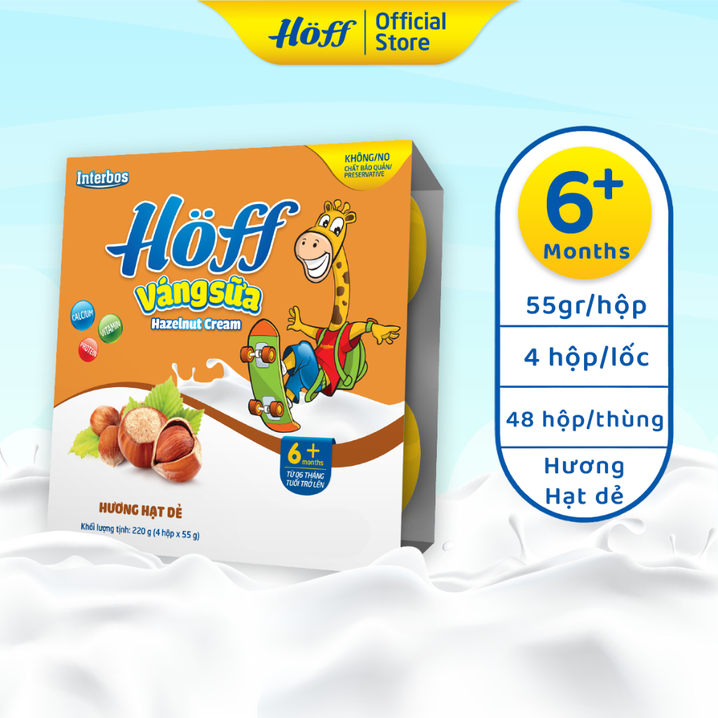 Váng Sữa vị HẠT DẺ Hoff cho bé từ 6 tháng tuổi, giàu protein và canxi