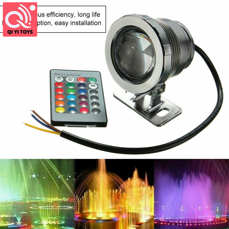 RGB LED Đèn hồ Không Thấm Nước 110V 220V 10W Siêu Sáng Chìm Đèn Đài Phun Nước Với Điều Khiển Từ Xa Đèn LED dùng dưới nước đèn lắp bể cá