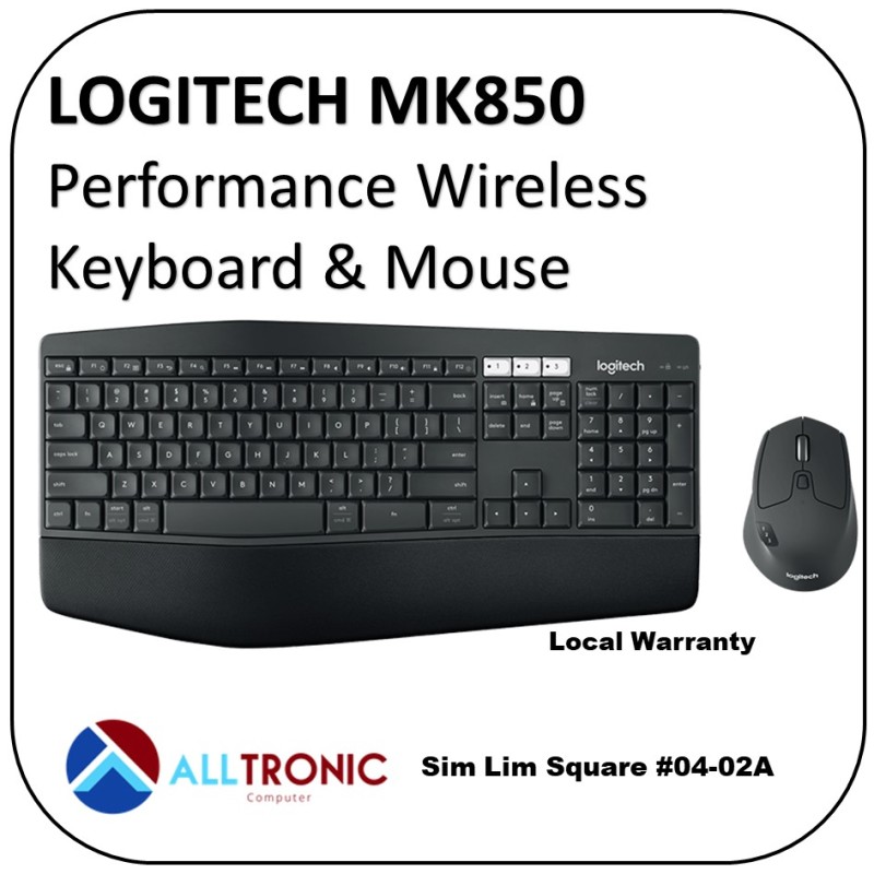 Logitech MK850 Performance Wireless Multi Device Combo With Cushion Palm Rest  with Logitech Flow technology/ Bluetooth and unifying / Support Apple Mac,Microsoft ,Windows  [Alltronic] Singapore