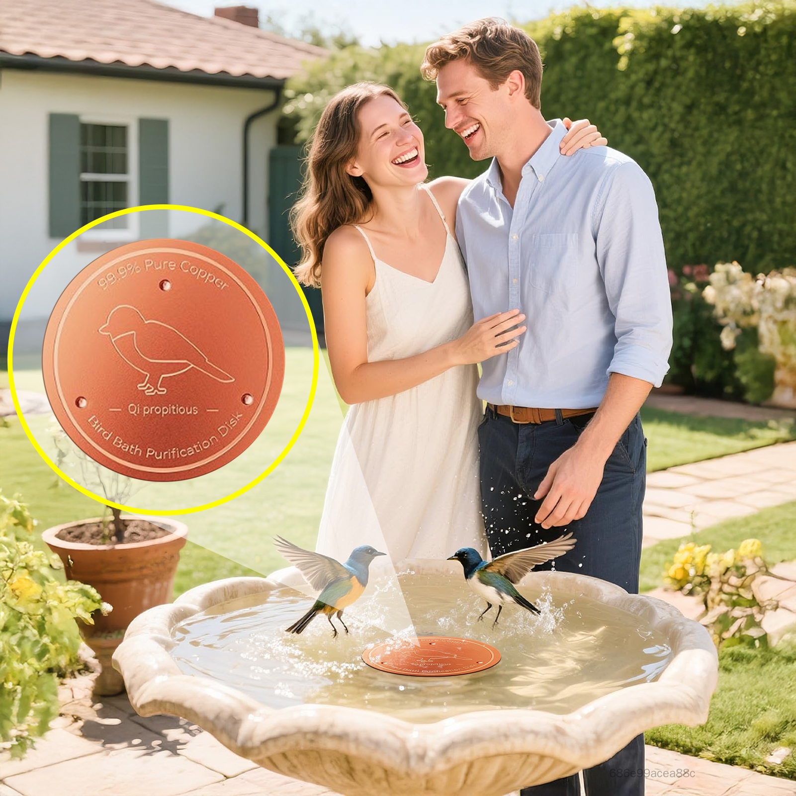 Tắm chim kim loại Bird Disk Birdbaths Cleaner với hỗ trợ ba điểm để làm sạch nước tất cả các mùa SGHS-VN - 3