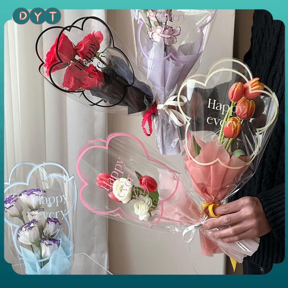 DYT 50pcs Trong suốt Túi Gói bó hoa Hình hoa Quà Tặng Ngày Valentine Bao bì hoa Đồ bán hoa Giấy bóng kính Túi gói Hoa