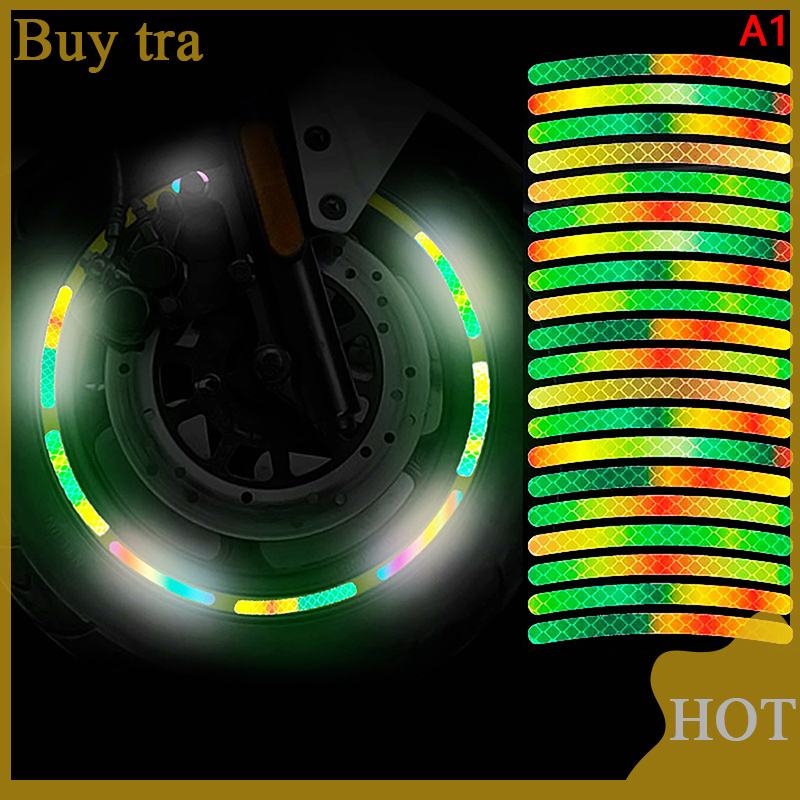 20pcs xe bánh xe trung tâm dải phản quang lốp rim dán đầy màu sắc đêm lái