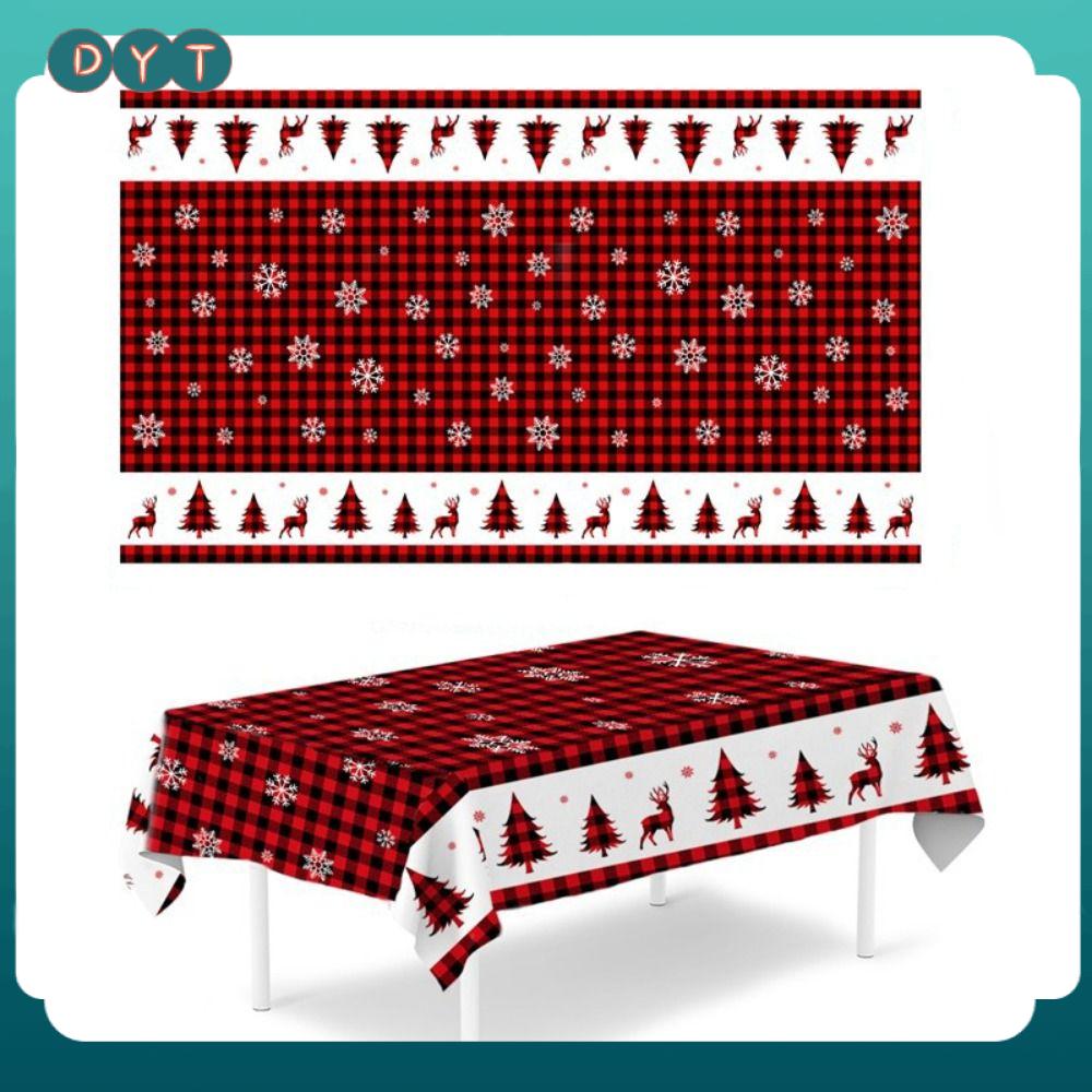 DYT Nai ông già Noel Khăn trải bàn Giáng sinh Dùng một lần Nhựa Khăn trải bàn tiệc Phong cách retro Kích thước lớn Khăn trải bàn